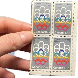 🎈5/$20 - CANDA 1976 Montreal Olympic Games. 10+5¢ LR 4-Stamp Plate Block.